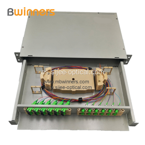 Montaje en bastidor de caja de terminación de fibra óptica de 24/48 núcleos